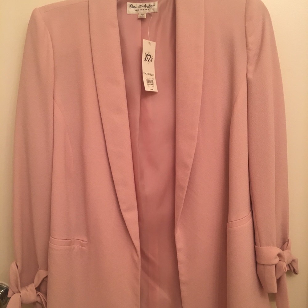 Miss Selfridge Pink Bow Sleeve Blazer